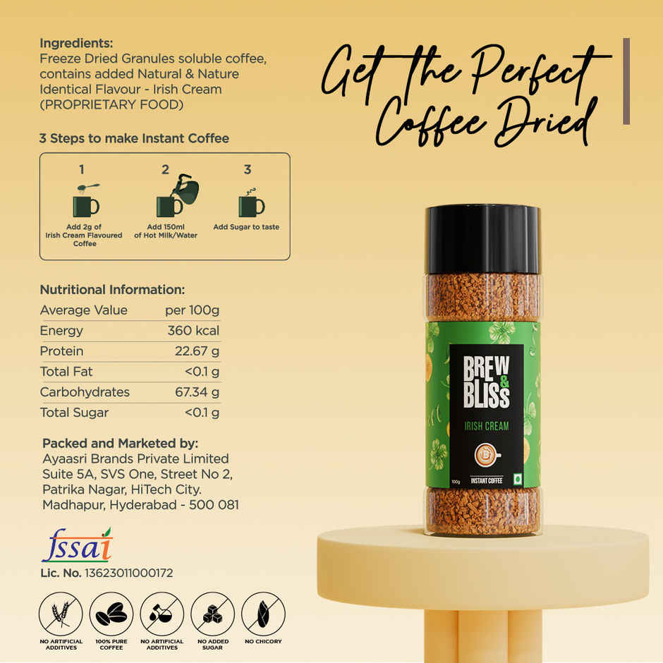 Brew & Bliss Irish Cream Instant Coffee