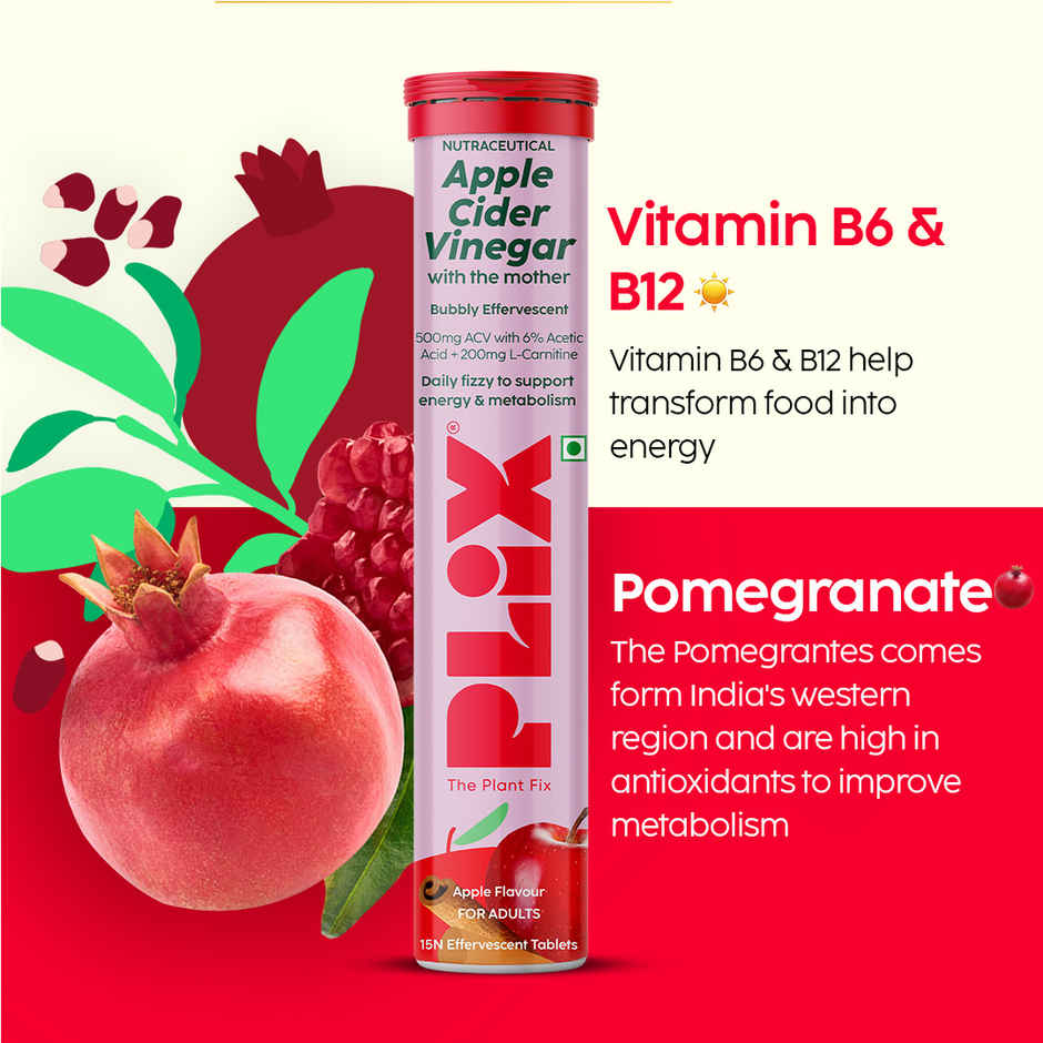Plix Apple Cider Vinegar L-Carnitine Effervescent for converting fat into energy - Pack Of 1 Combo