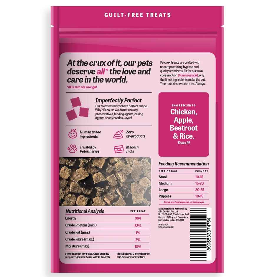 Petcrux Chicken, Apple & Beetroot Dog Treats