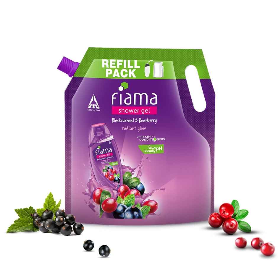Fiama Shower Gel Blackcurrant & Bearberry Body Wash with Skin Conditioners for Radiant Glow, Pouch