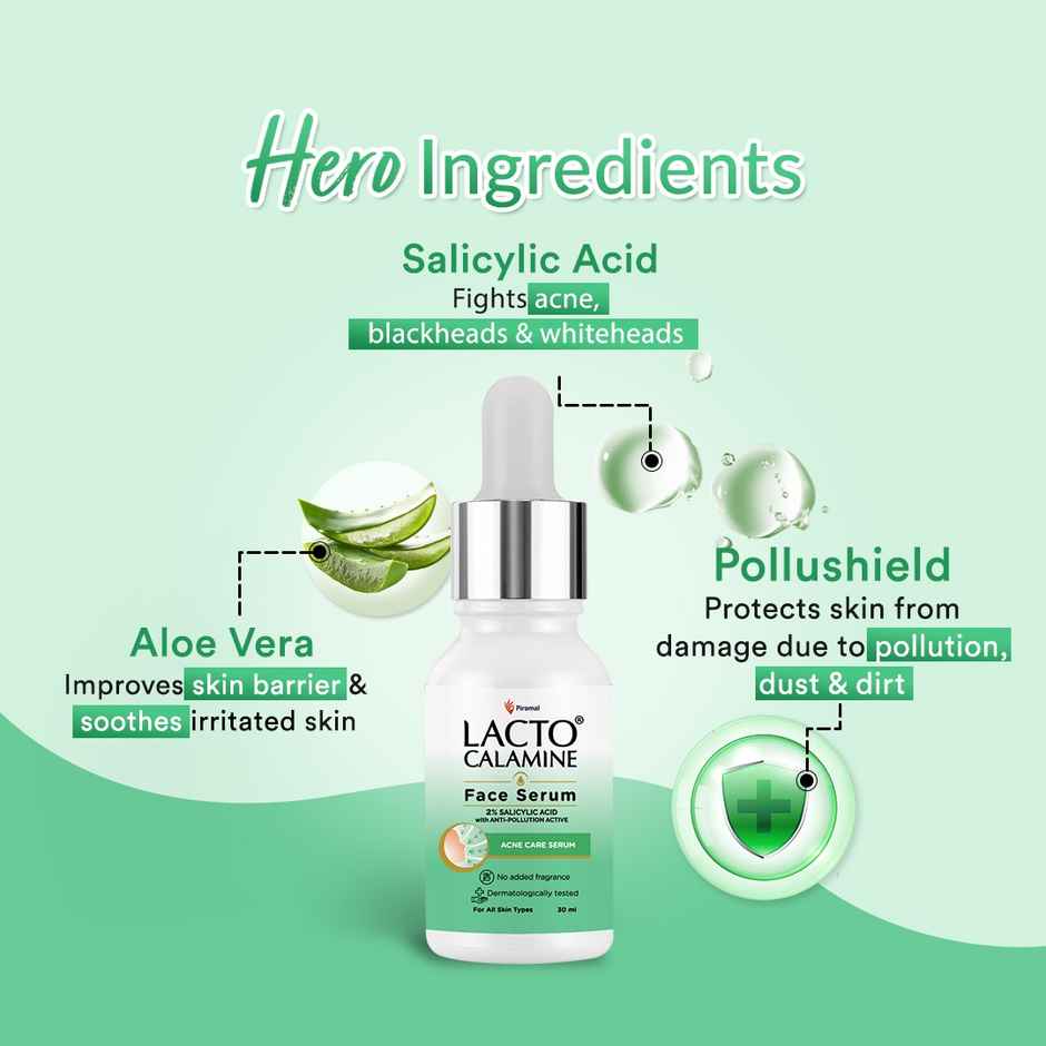 Lacto Calamine 2% Salicylic Acid Face Serum, For Fighting Acne & Acne Marks. Suitable