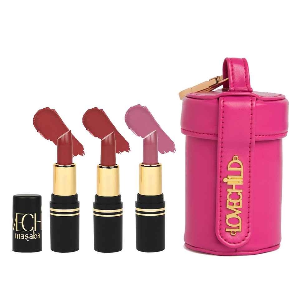 LoveChild Masaba Long Stay Ultra Matte Lipstick Kit | Nimbu Pani 2.0 + Hashbrow + Crack A Cookie