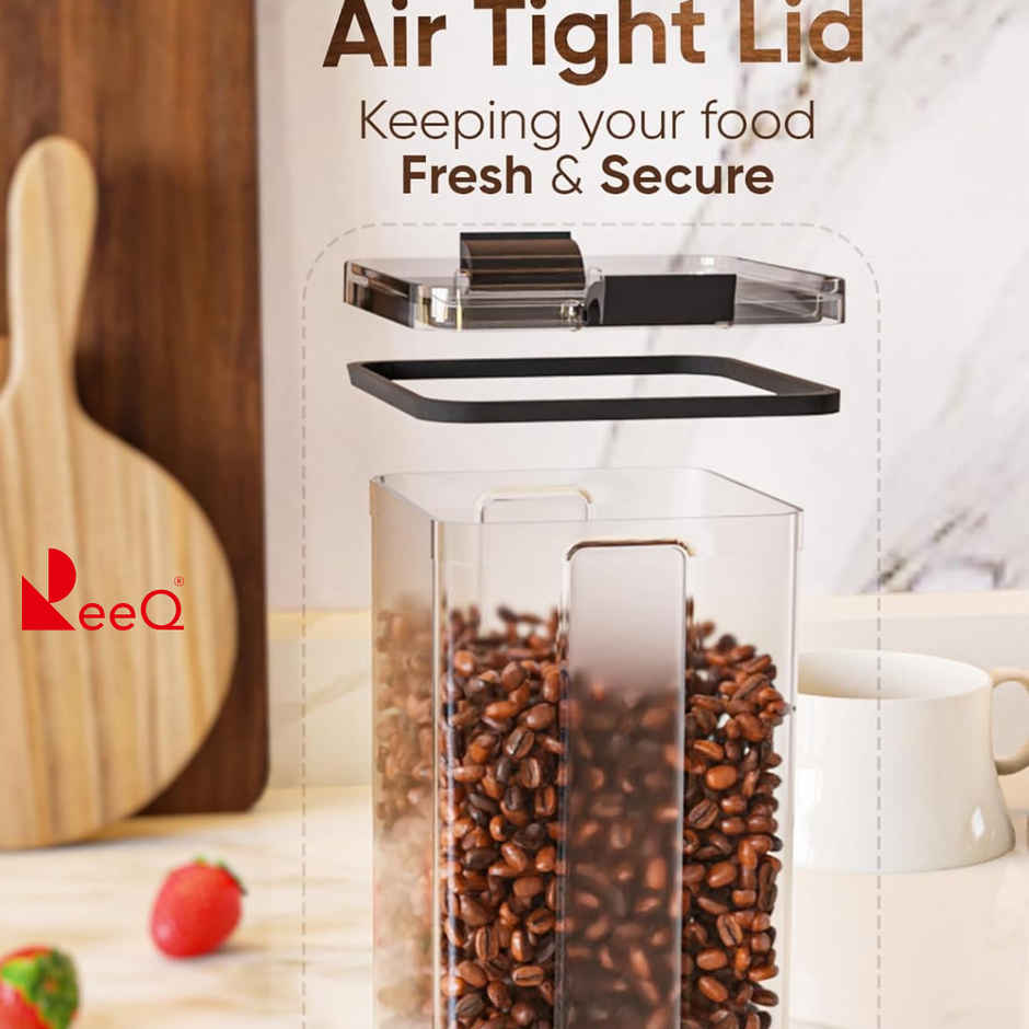 ReeQ Airtight Lock Food Storage Container Set with Black Lid - 1.1 L