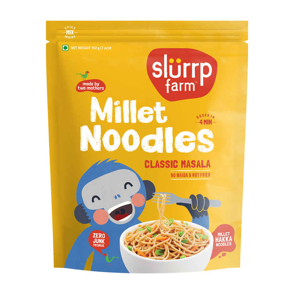 Slurrp Farm Millet Noodles - Mild Masala | No Maida And Not Fried (192g) & Slurrp Farm Millet Noodles - Classic Masala, No Maida And Not Fried (192g) Combo
