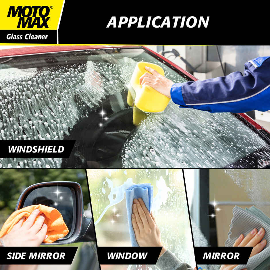 Motomax Glass Cleaner 200 ml, Delivers a Sparkling Shine to Glass Surfaces, Cars, Windows, Mirrors