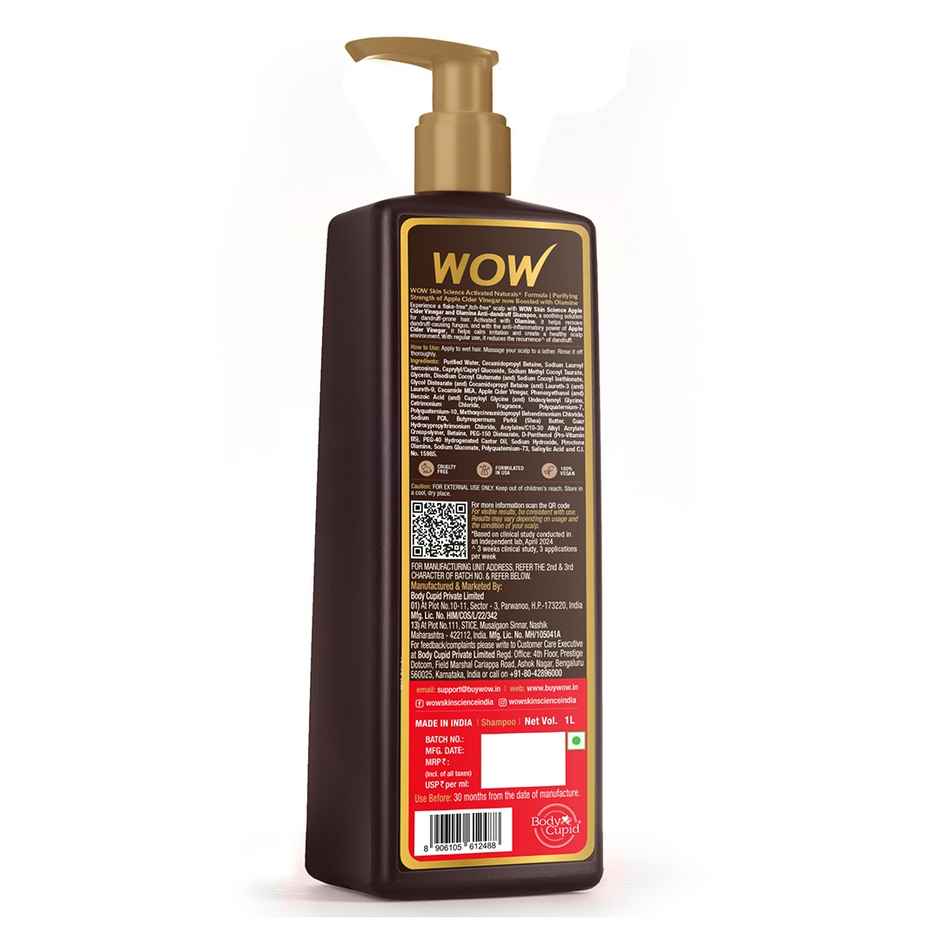 Wow Skin Science Apple Cider Vinegar Shampoo Restores Shine & Smoothness