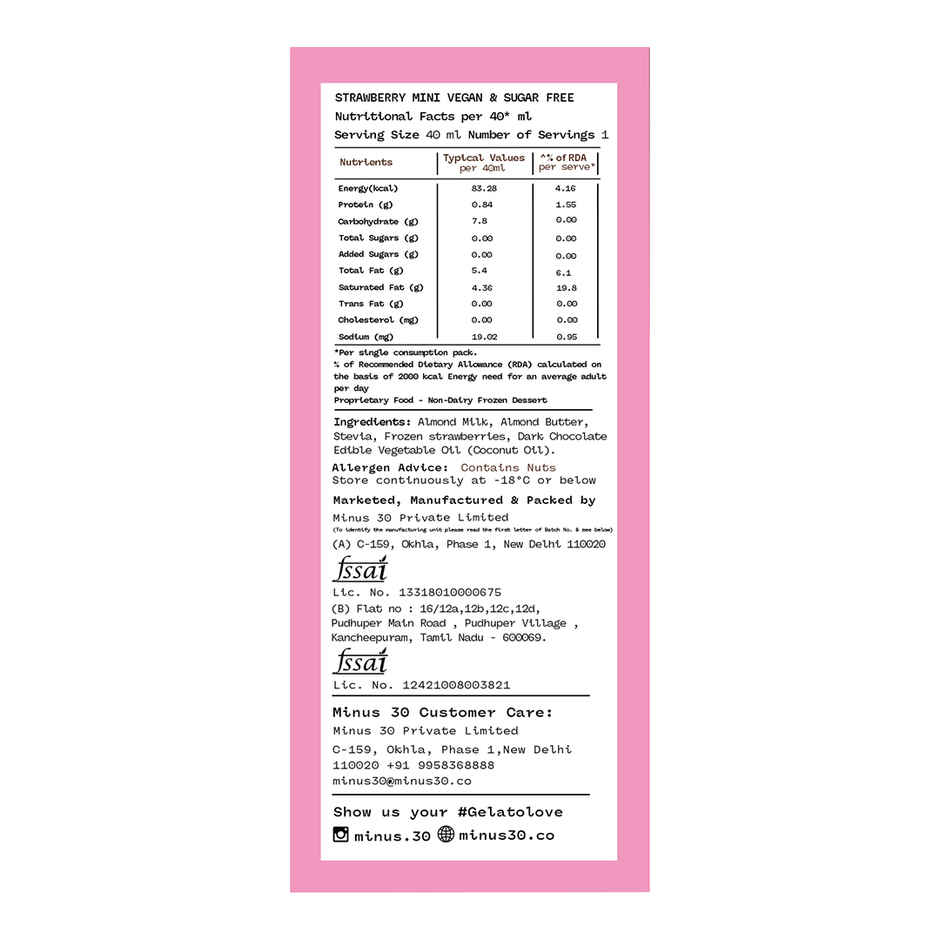 MINUS THIRTY Strawberry Mini Stick Vegan & Sugar Free
