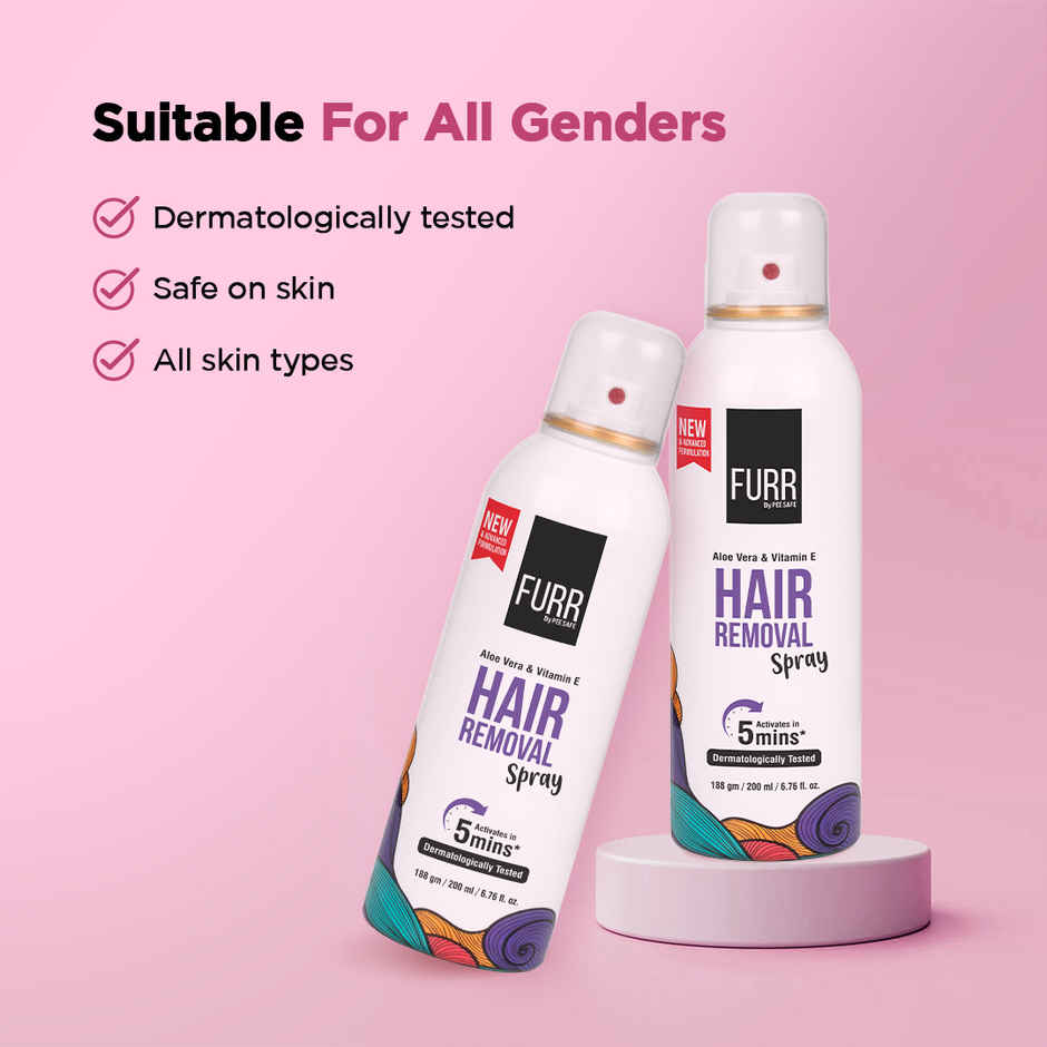 FURR By Pee Safe Unisex Hair Removal Spray | Quick & Easy Hair Removal for Body