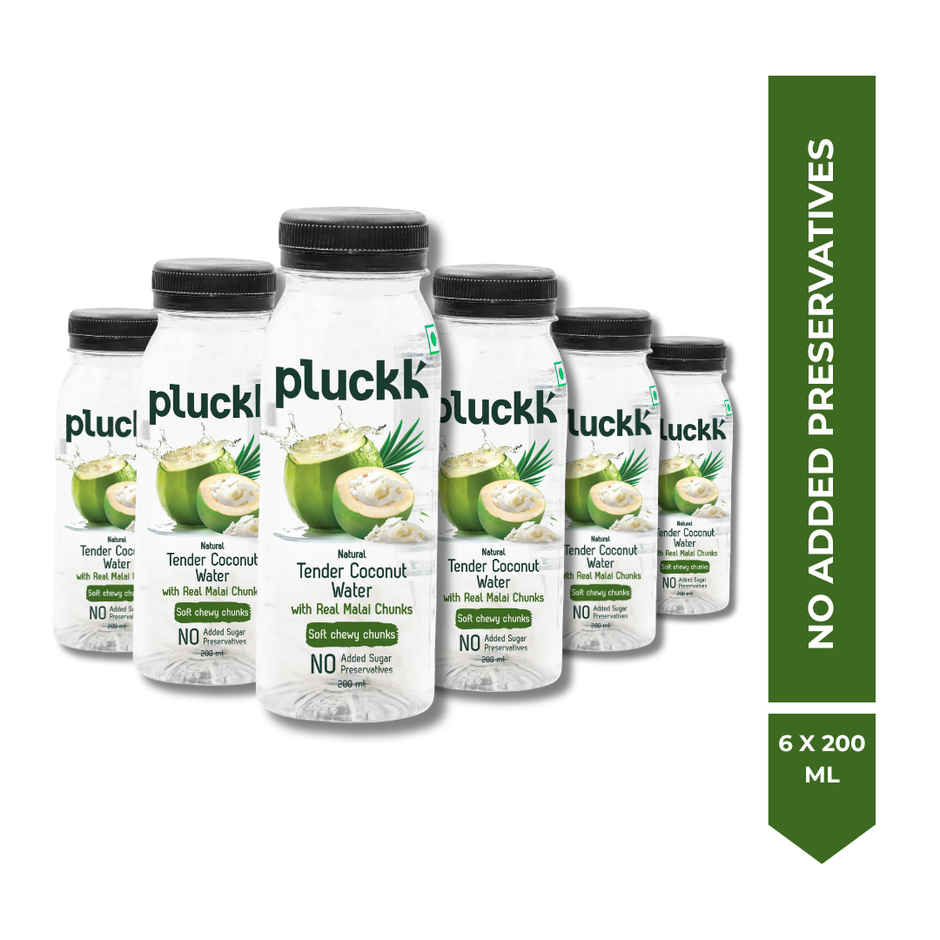 Pluckk Natural Tender Coconut Water With Real Malai Chunks|Hydration With Potassium & Electrolytes