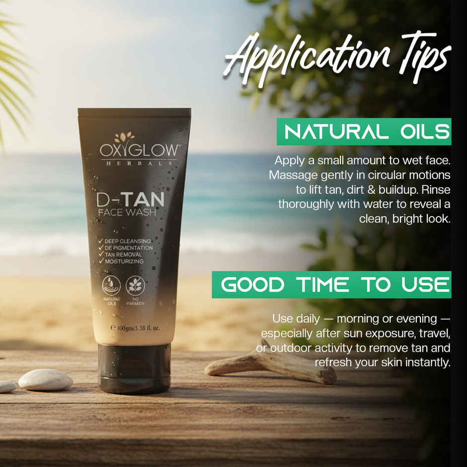 Oxyglow Herbals D-Tan Face Wash | Helps Removes Tan & Dirt | Brightening & Glowing Skin