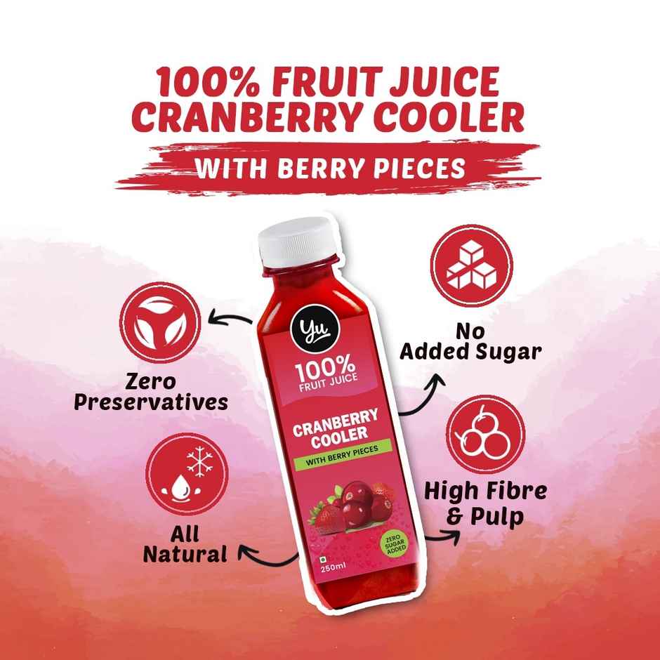 Yu Cranberry Cooler Real Fruit Juice with Berry Pieces