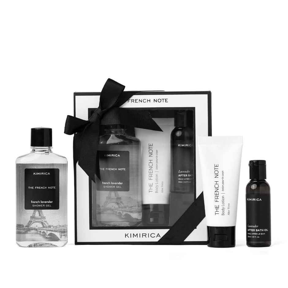 Kimirica French Note Gift Set | Lavender Shower Gel & Body Lotion | Unisex Luxury Gift Set