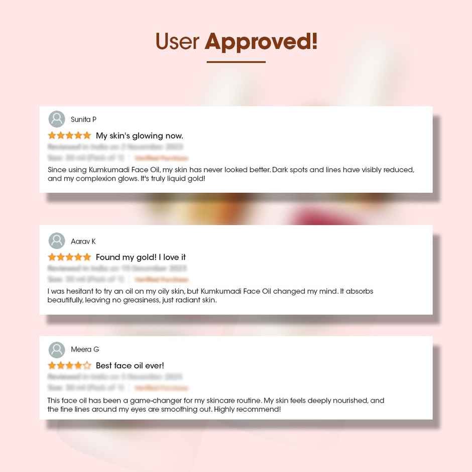 TAC 100% Pure Kumkumadi Gold Glow Face Oil Brightens, Reduces Pigmentation & Wrinkles