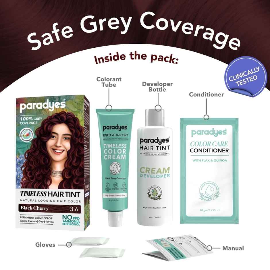Paradyes Mini Black Cherry Timeless Hair Tint for complete grey Coverage