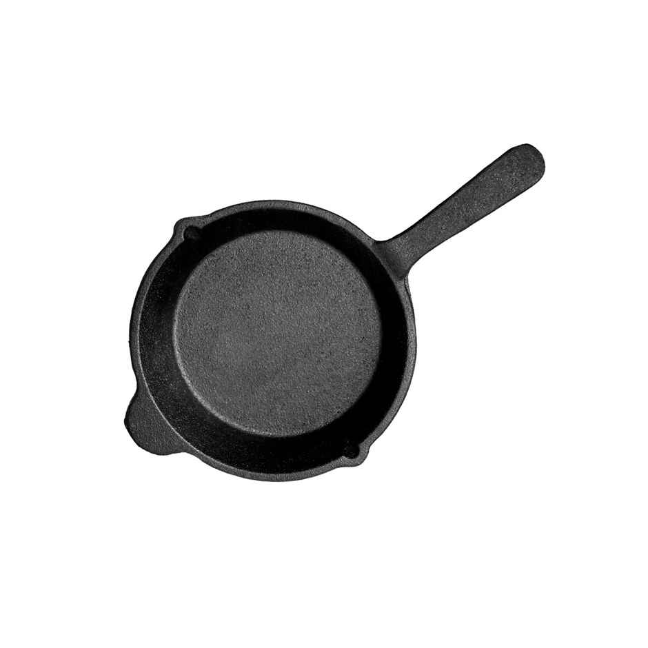 Kyyte Cast Iron Pre Seasoned Mini Skillet/ Frying Pan 16cm Dia Long Handle