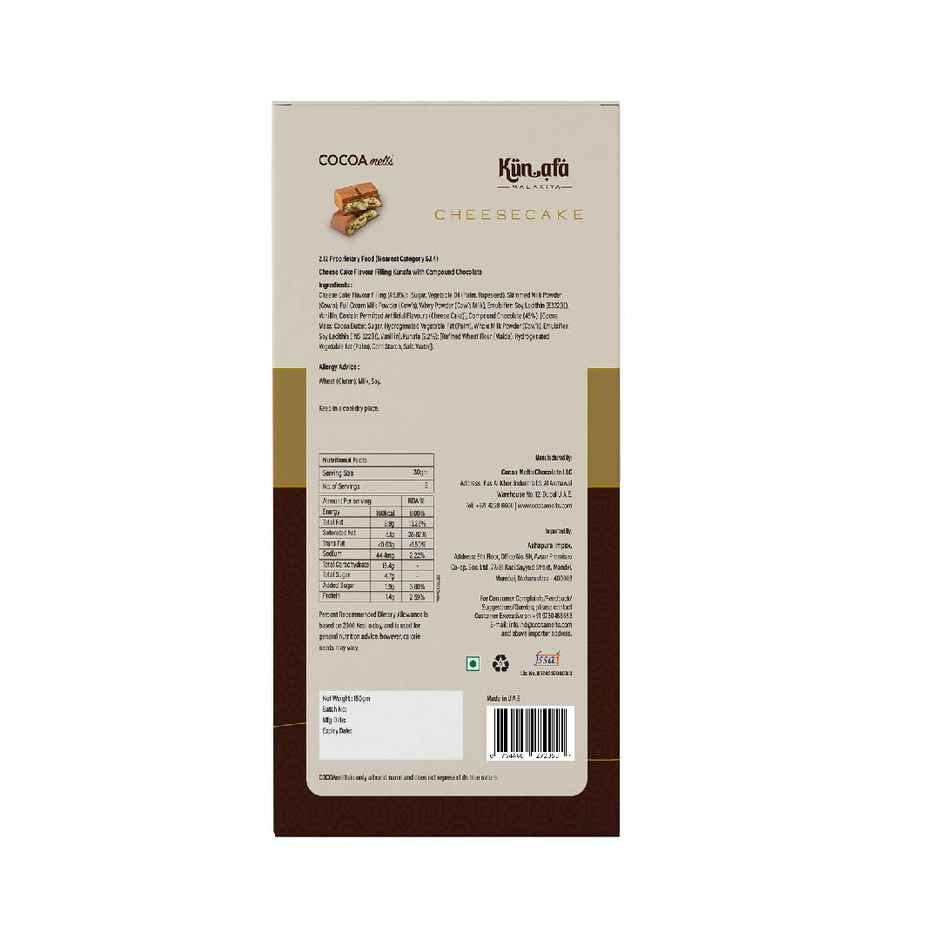 Cocoa Melts Dubai Cheesecake Kunafa Chocolate Bar