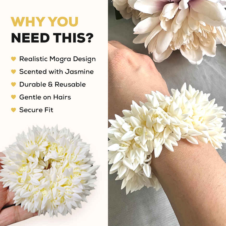 Gleva Reusable Mogra Artificial Gajra for Hair Buns & Braids