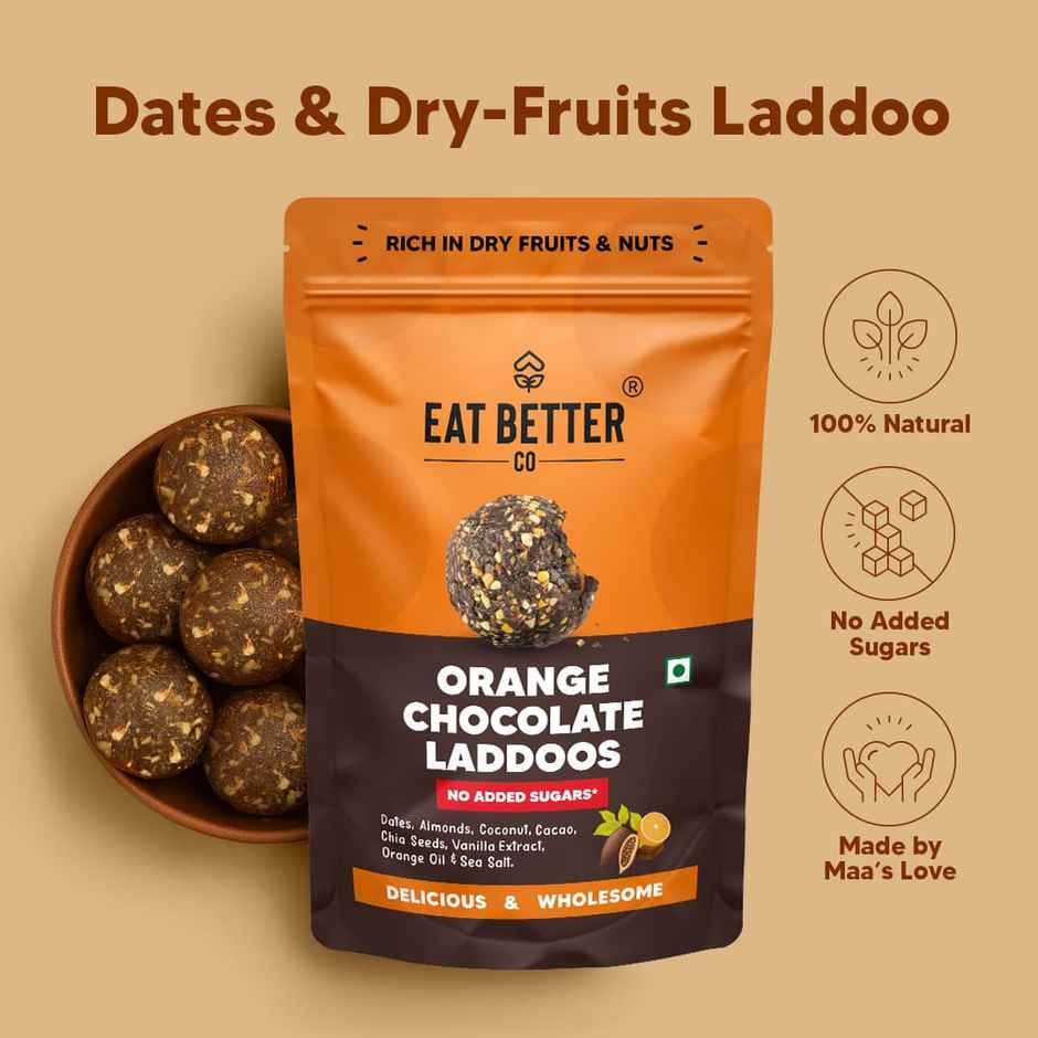 Eat Better Co Orange & Chocolate Laddoos | No Added Sugar | High Protein | Truly Natural