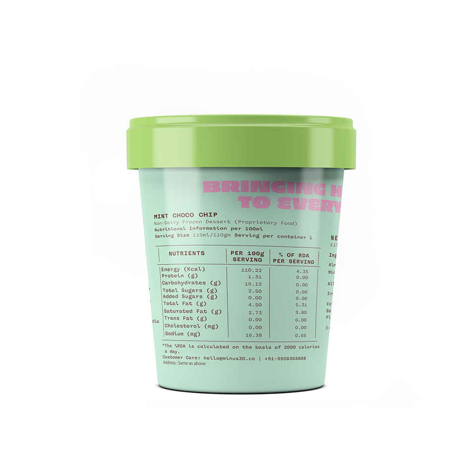 MINUS THIRTY Mint Chocolate Chip Vegan & Sugar Free