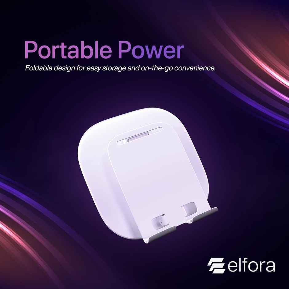 Elfora 360 Metal Mobile Stand | Rotatable & Foldable | Tabletop Mobile Holder | Silver