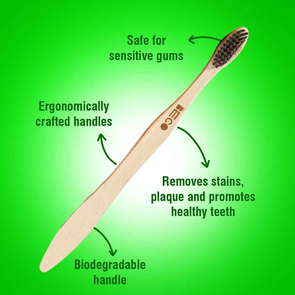 Beco Bamboo Toothbrush with Charcoal Activated Soft Bristles