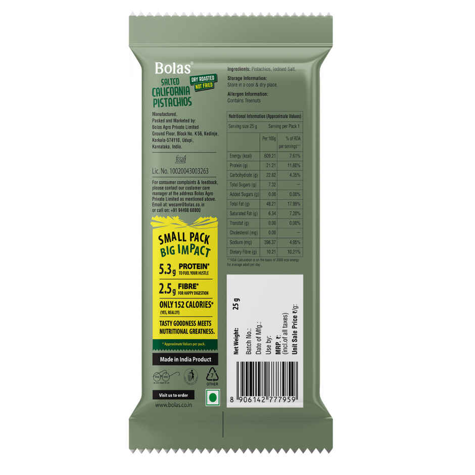 Bolas Salted Pistachios | Roasted & Salted Nuts