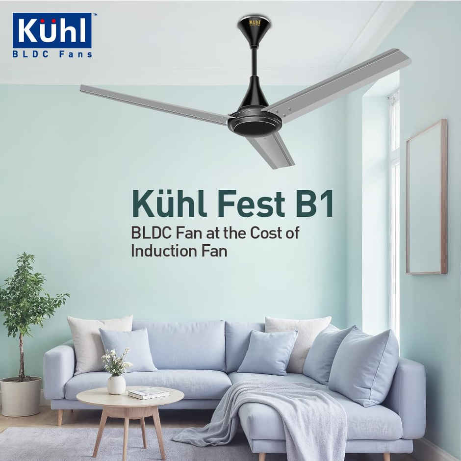 Kent KUHL Fest B1 1200MM Power Saving BLDC Ceiling Fan | 28W | Saves Upto 65% | Silver Mist