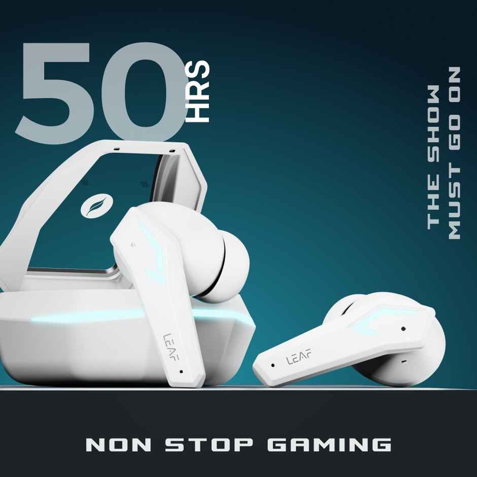 Leaf Buds X468 Gaming Earbuds with AI Sound App | 40H Playtime | AI ENC | TWS - Ivory Spaceship