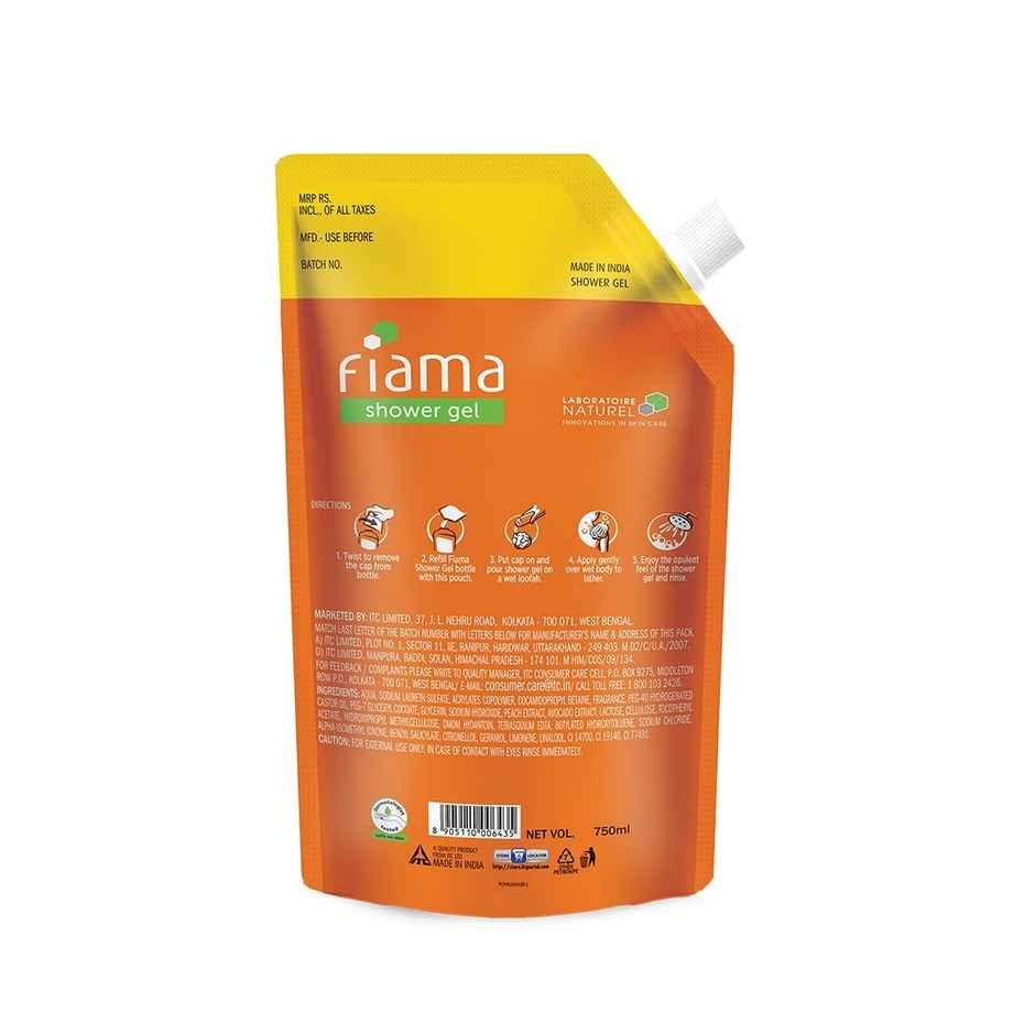 Fiama Shower Gel Peach & Avocado, Body Wash For Soft Moisturised & Hydrating Skin, Vit E