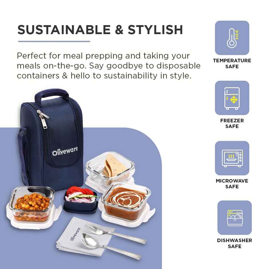 Oliveware Executive Glassware Lunchbox - Blue