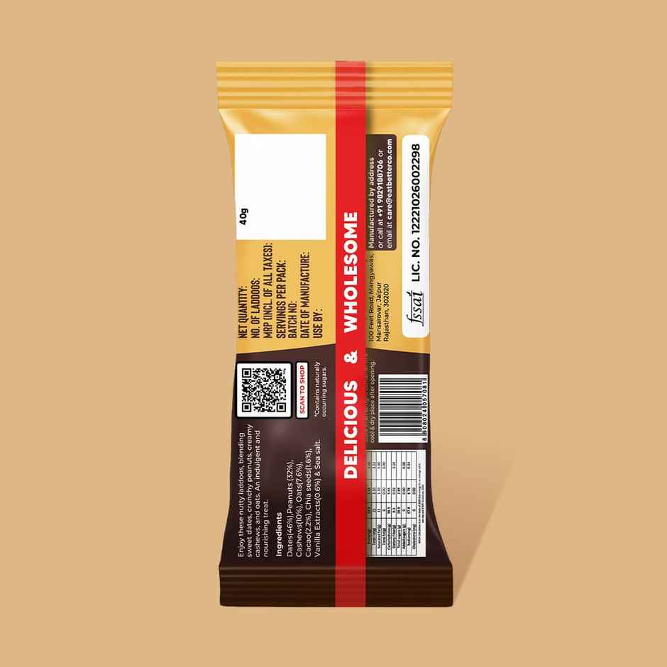 Eat Better Co Peanut & Chocolate Laddoos | No Added Sugar | High Protein, Truly Natural