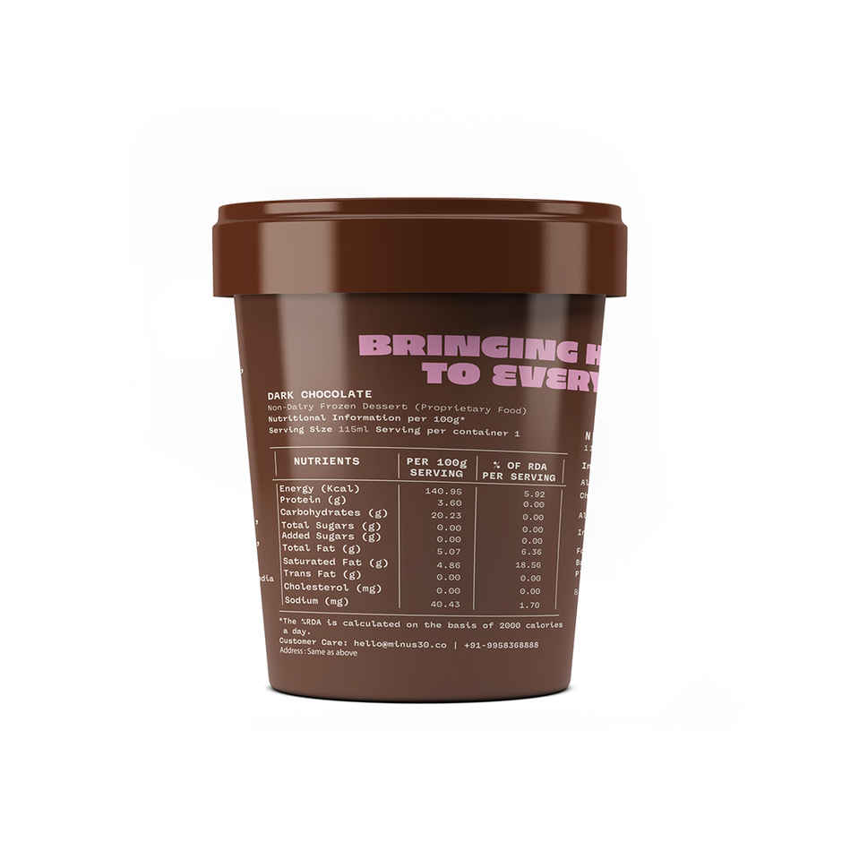 MINUS THIRTY Dark Chocolate Vegan And Sugar Free