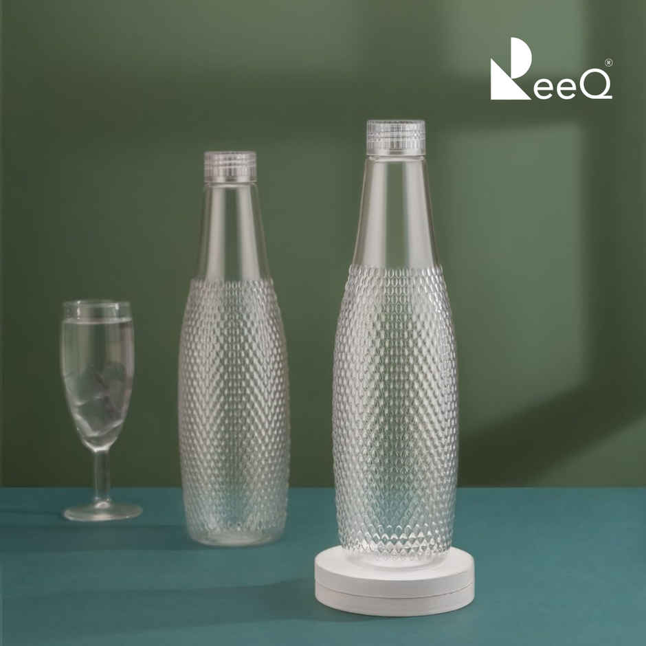 ReeQ Water Bottle Set for Fridge Use | Non-Toxic, BPA Free | Textured Grip - 1 L Each