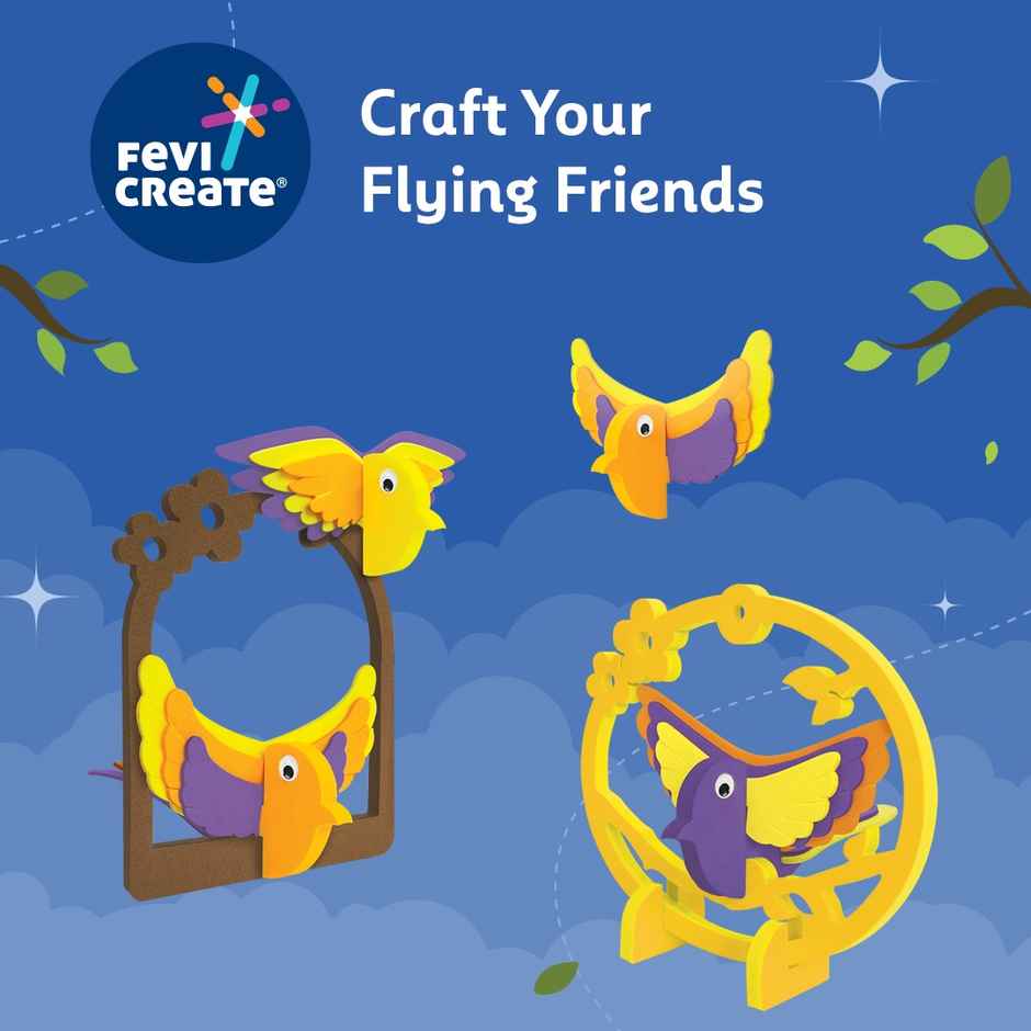 Fevicreate Build-n-Create Foam-Tastic Bird Hangings Kit | Foam Bird Craft | 5+ years