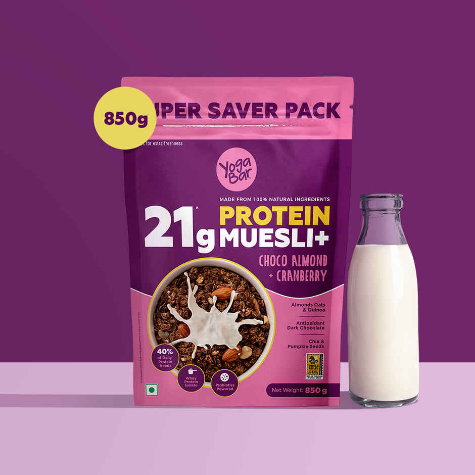 Yoga Bar Super High Protein Muesli | With Probiotics and Whey | No Refined Sugar | Choco Almond