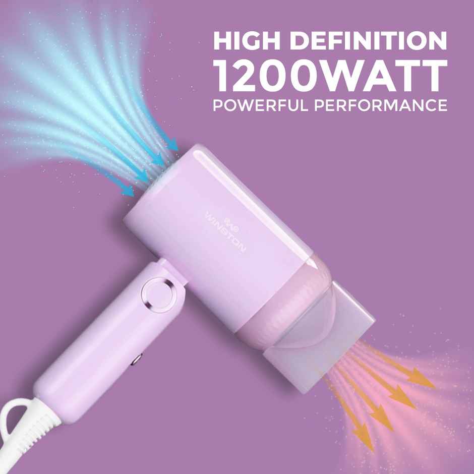 Winston Ionic Foldable Hair Dryer For Men & Women - 1200W (Purple)