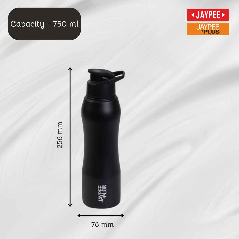 Jaypee Plus Safari 750 Stainless Steel Leakproof Water Bottle with carry Handle | Black | 750 ml