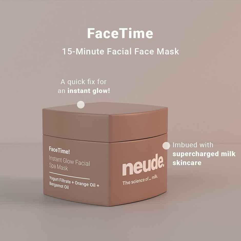 Neude Instant Facial Face Mask With Yogurt & Orange Oil For Pore-Smooth, De-Tanned Skin 50 Ml