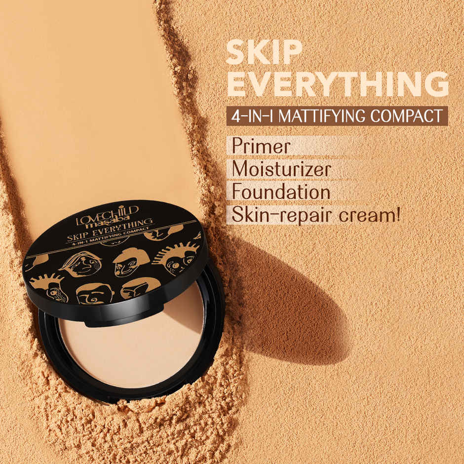 LoveChild Masaba Skip Everything 4-in-1 Mattifying Compact | Lonely Lioness