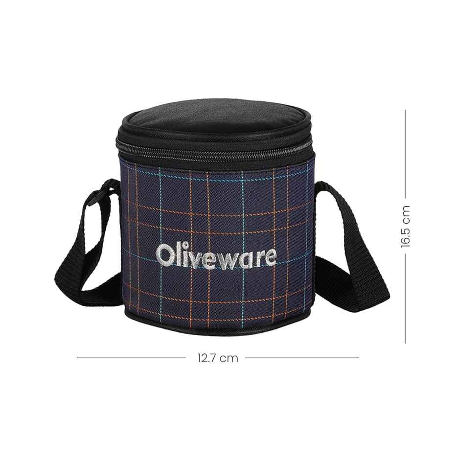 Oliveware Bliss Lunch Box, 3 Stainless Steel & Leak Proof Containers BPA Free Airtight Lids - Blue