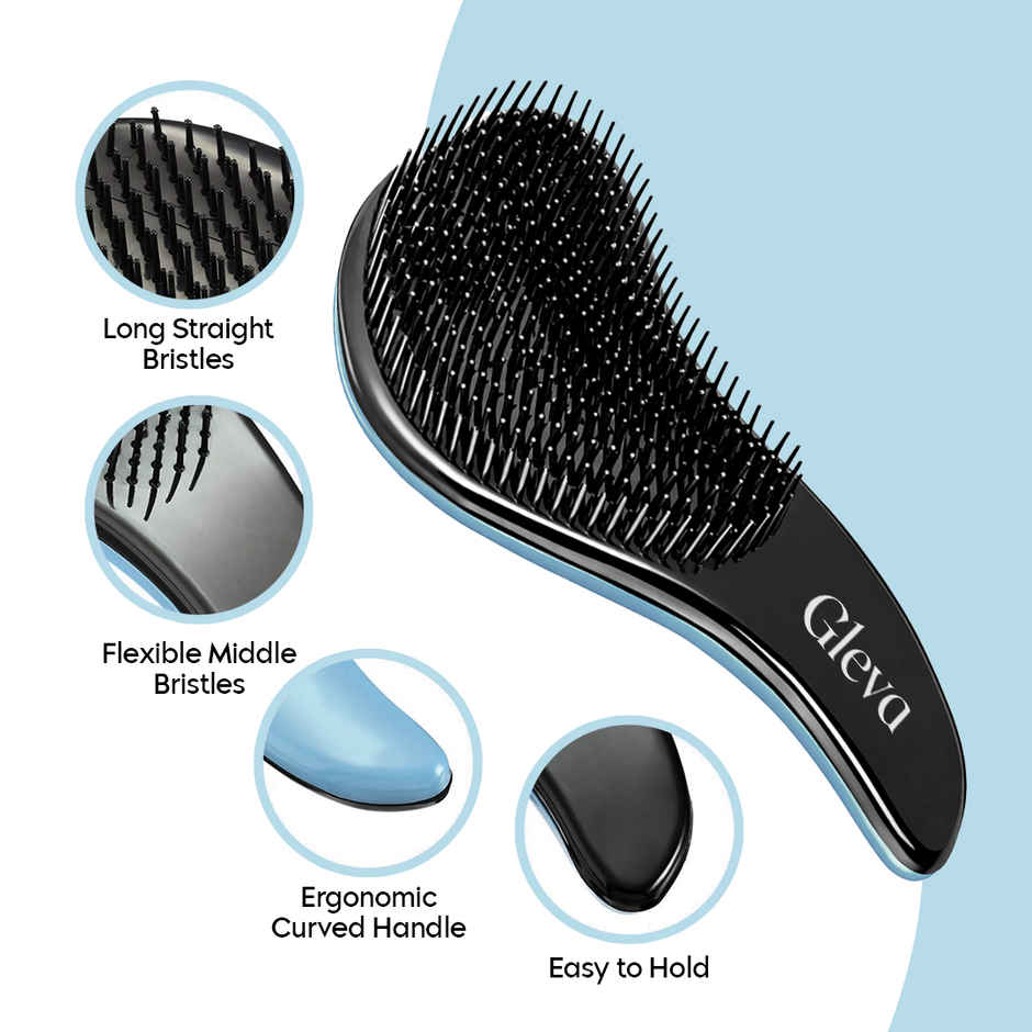Gleva Detangler Hair Brush for Curly Wavy & Straight Hair Flexible Bristles For Unisex