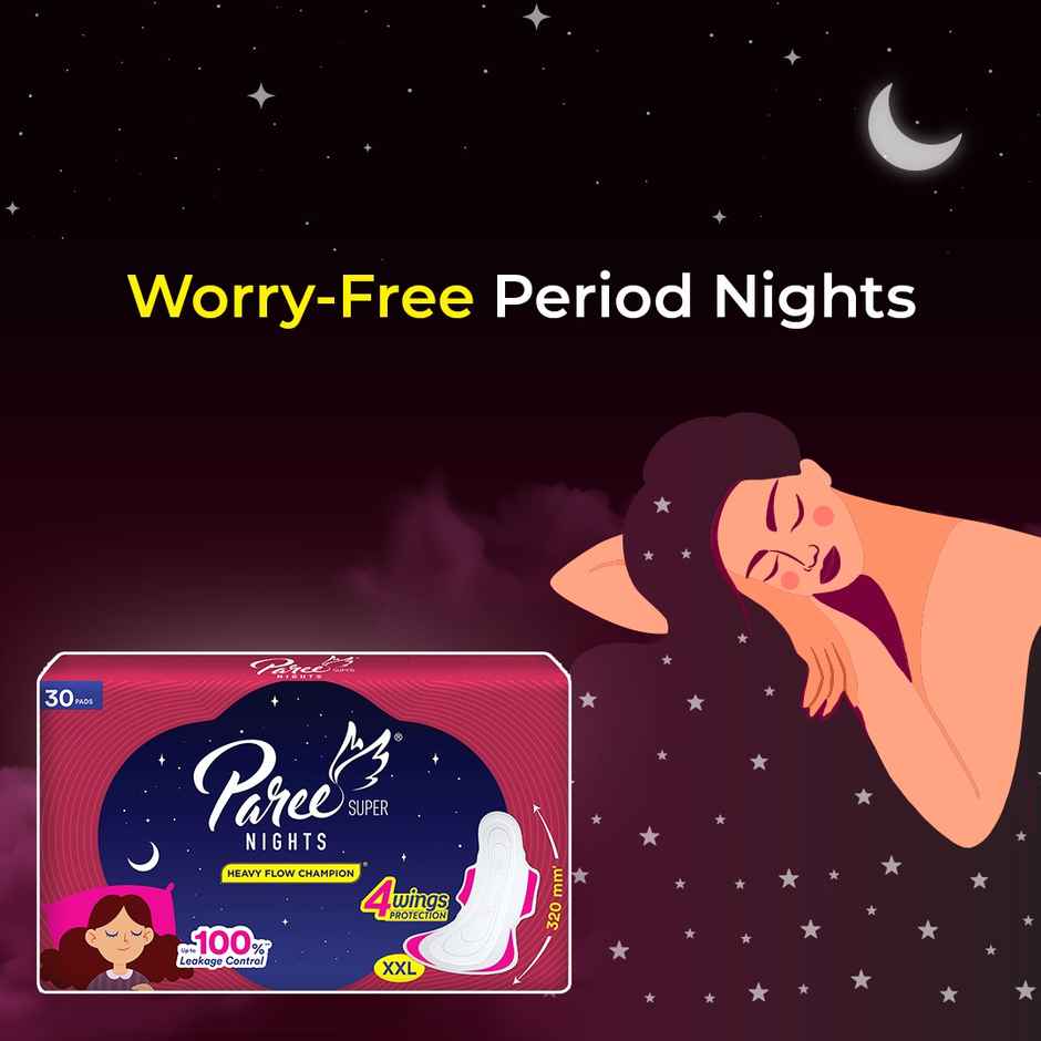 Paree Super Nights Sanitary Pads | XXL | 30 pcs