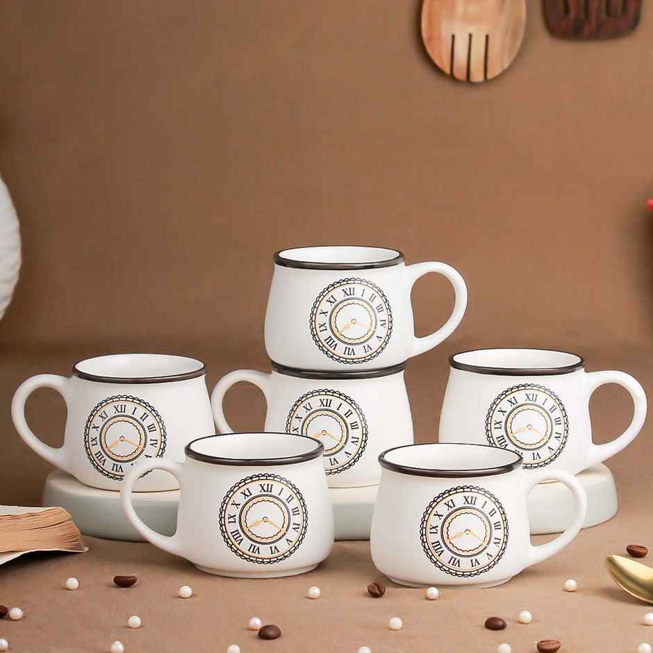 The Earth Store Cup O'clock Ceramic Tea Cups | 200 ml Microwave Safe Coffee Cup