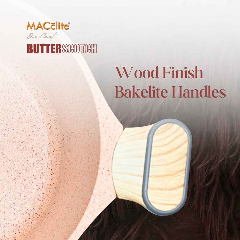 Macclite Non-Stick PDC Granite+ Induction Base Butter Scotch Triumph Casserole 28 cm with Glass Lid