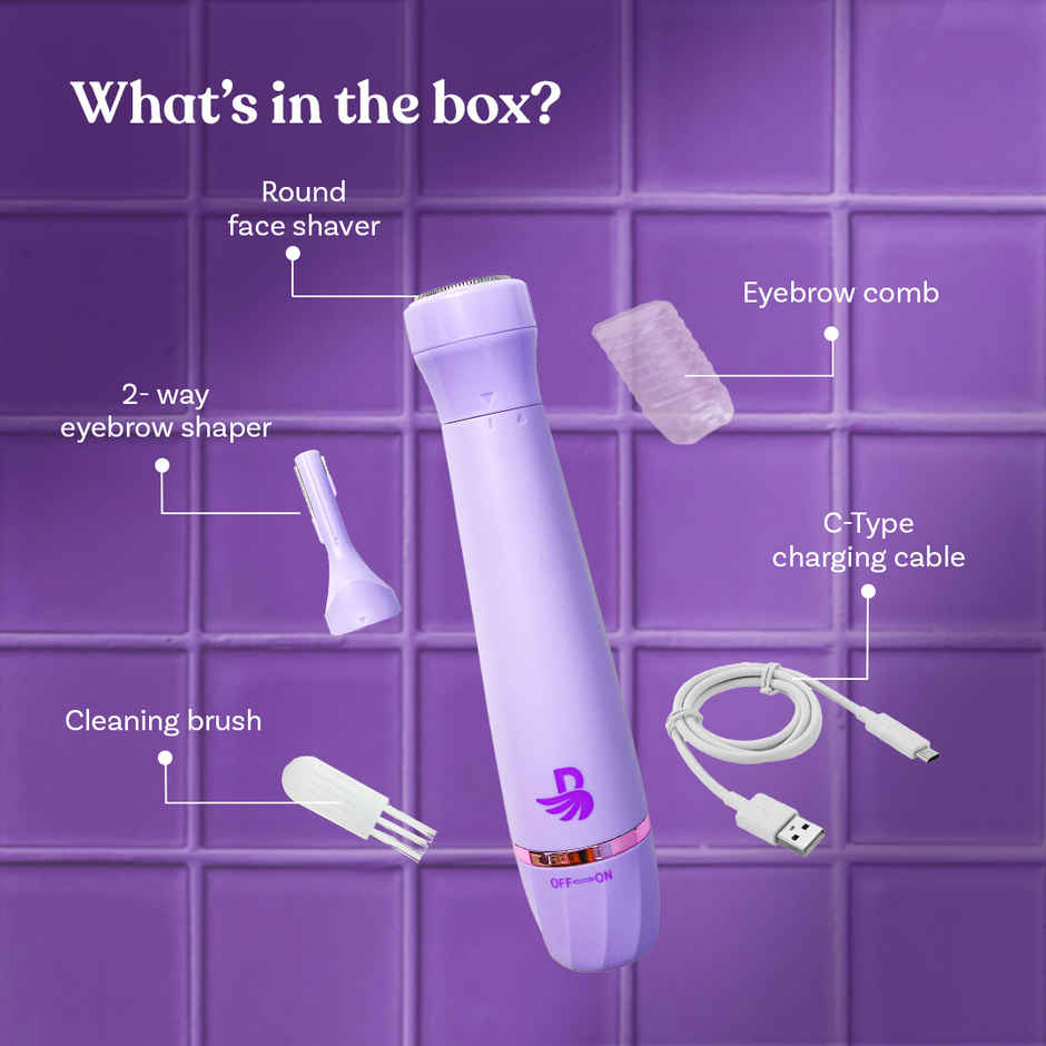 Bombae 4-In-1 Facial Hair Remover, Painless Eyebrow & Face Trimmer | Fuzzoff