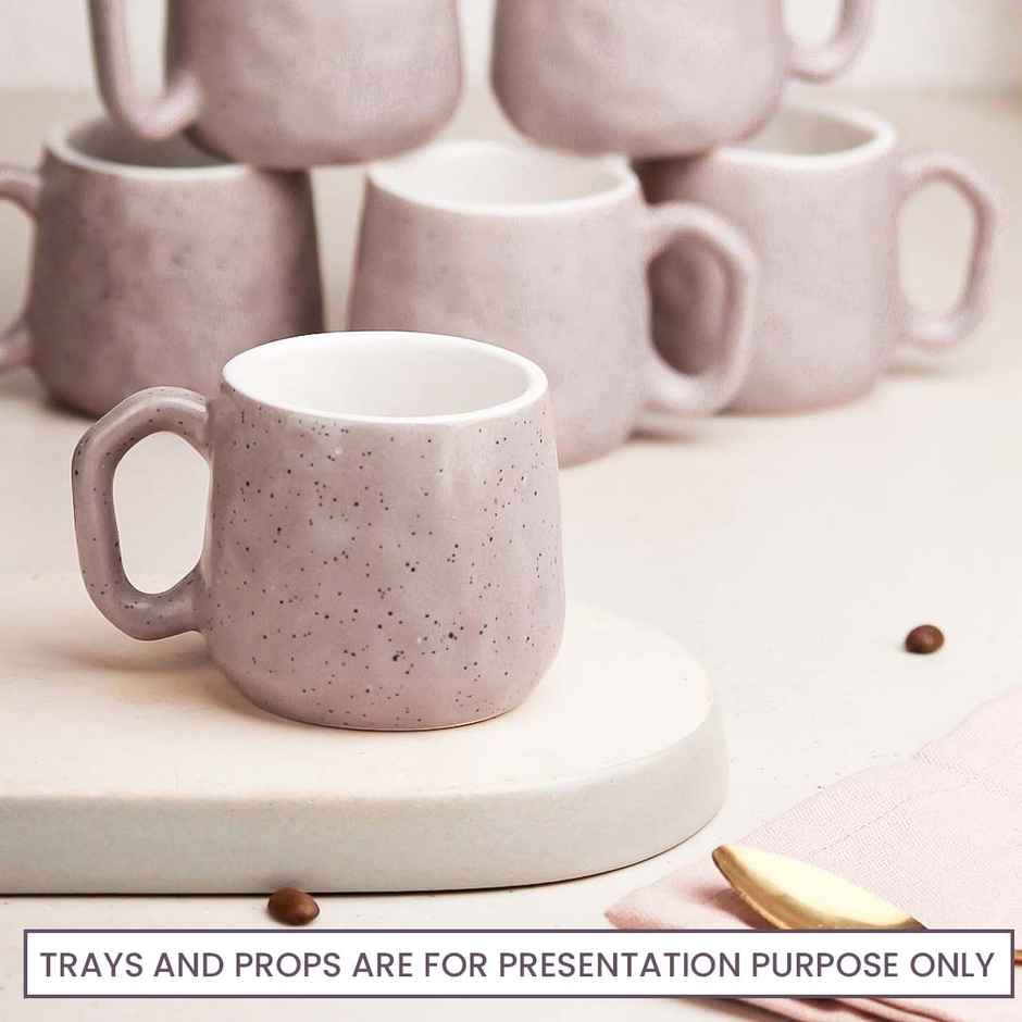 The Earth Store Lavender Pebble Ceramic Tea Cups | 200 ml Microwave Safe Coffee Cup