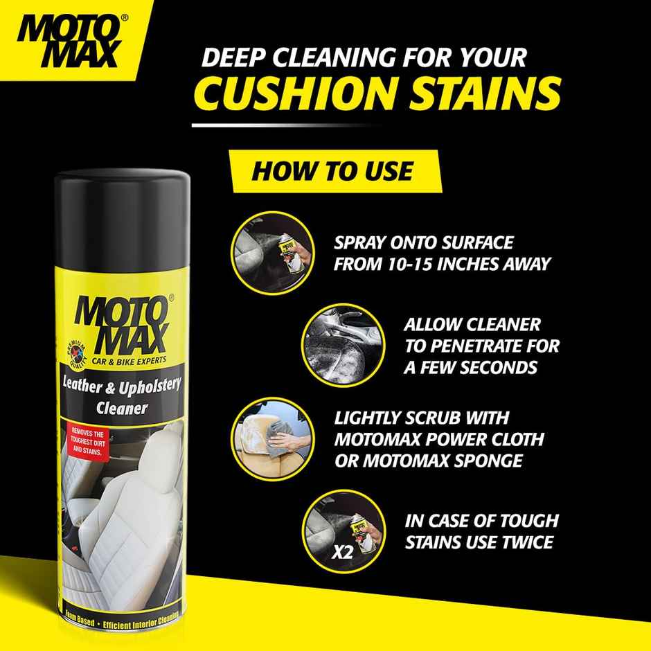 Motomax Leather & Upholstery Cleaner 200 ml, Perfect for Car Seats, Interiors, Vinyl, Carpets