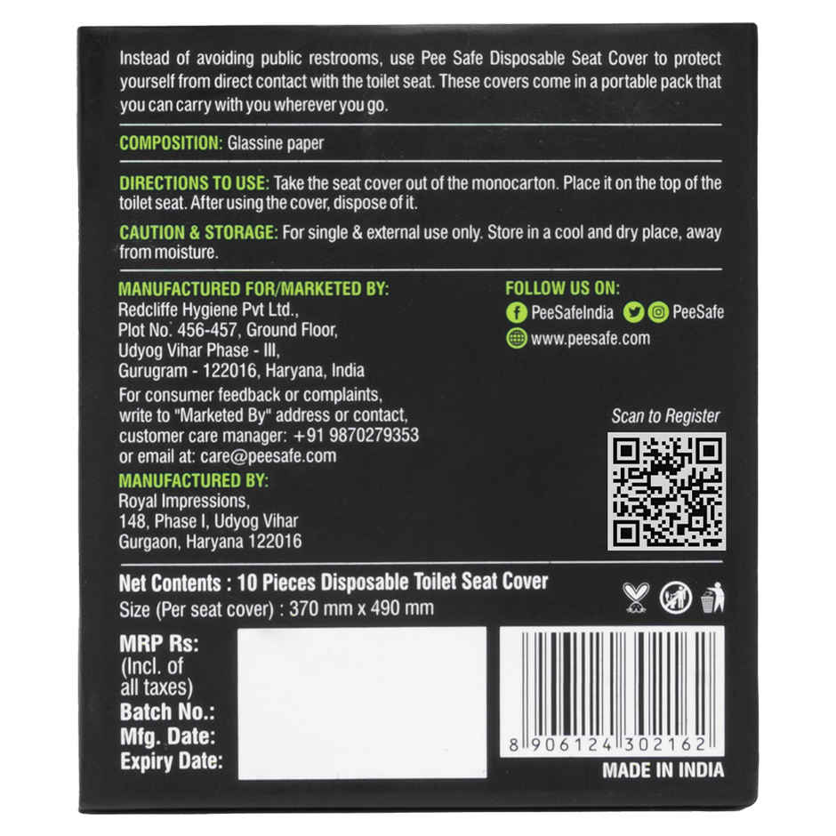 Pee Safe Disposable Toilet Seat Cover