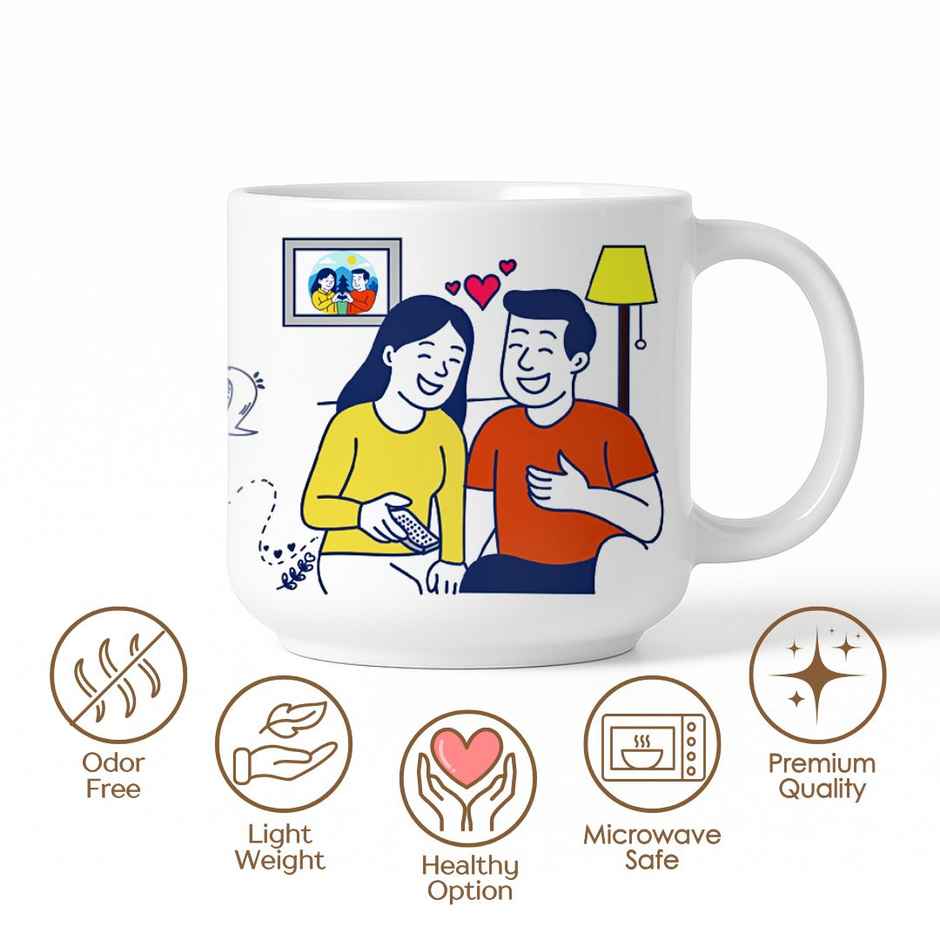 Femora Har Ghar Ki Khani Ceramic Couple Mug Perfect for Gifting - 350 ml