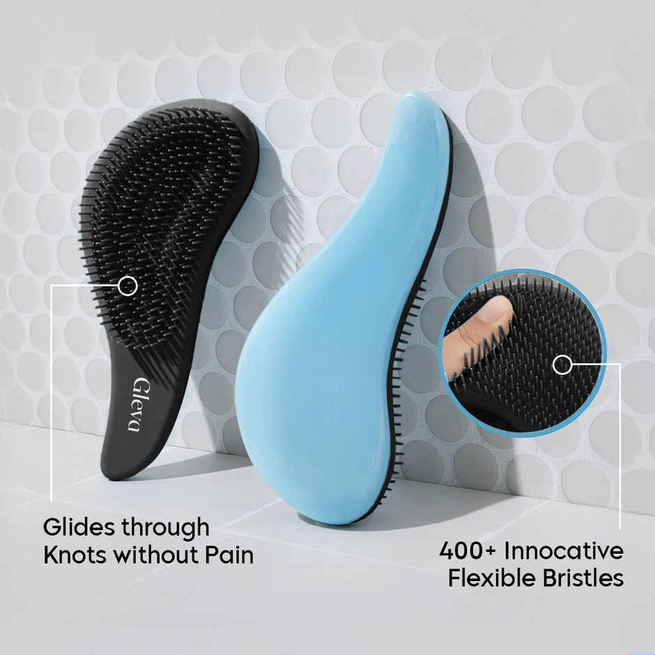 Gleva Detangler Hair Brush for Curly Wavy & Straight Hair Flexible Bristles For Unisex